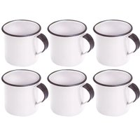 Jogo 6 Canecas Xícaras De 70ml Chá Café Esmaltadas Cozinha Branca