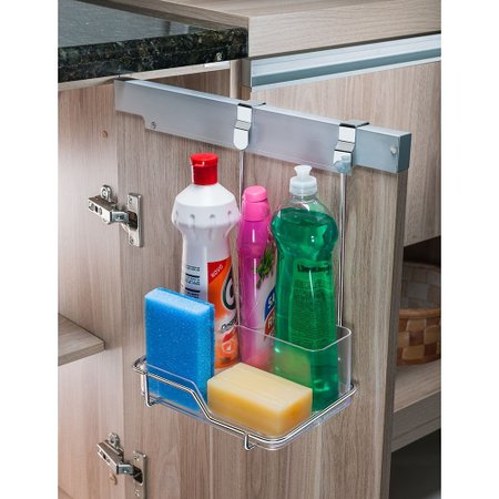 Suporte Organizador Para Porta De Armario Produtos De Limpeza Aco Cromado Colombo