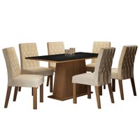 Conjunto Sala de Jantar Madesa Daniela Mesa Tampo de Madeira com 6 Cadeiras