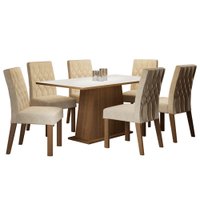 Conjunto Sala de Jantar Madesa Daniela Mesa Tampo de Madeira com 6 Cadeiras