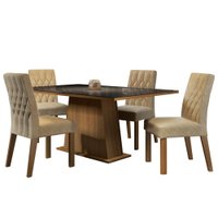 Conjunto Sala de Jantar Madesa Grazi Mesa Tampo de Vidro com 4 Cadeiras