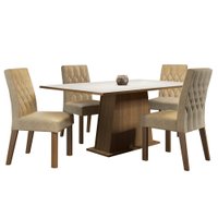 Conjunto Sala de Jantar Madesa Ingrid Mesa Tampo de Madeira com 4 Cadeiras