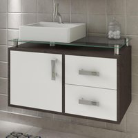 Gabinete De Banheiro 100 Mdf Faro 60 Cm Sobrepor Cafe Off White Mgm Colombo