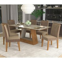 Sala Jantar Alana 180cm x 90cm 6 Cad. Nicole - Savana/Off White/Pluma - Cimol