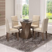 Sala Jantar Andreia 100cm x 100cm 4 Cad. Milena Marrocos/Sued Bege - Cimol