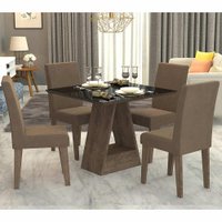 Sala Jantar Alana 95cm x 95cm Com 4 Cadeiras Milena Marrocos/Preto/Chocolate - Cimol