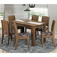 Sala Jantar Barbara 136cm x 80cm 6 Cad. Barbara Savana/Floral - Cimol