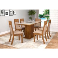 Conjunto de Mesa Canto Firenza com 6 Cadeiras Viero