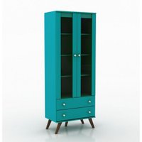 Cristaleira Retrô com 2 Portas e 2 Gavetas Movelbento - Turquesa