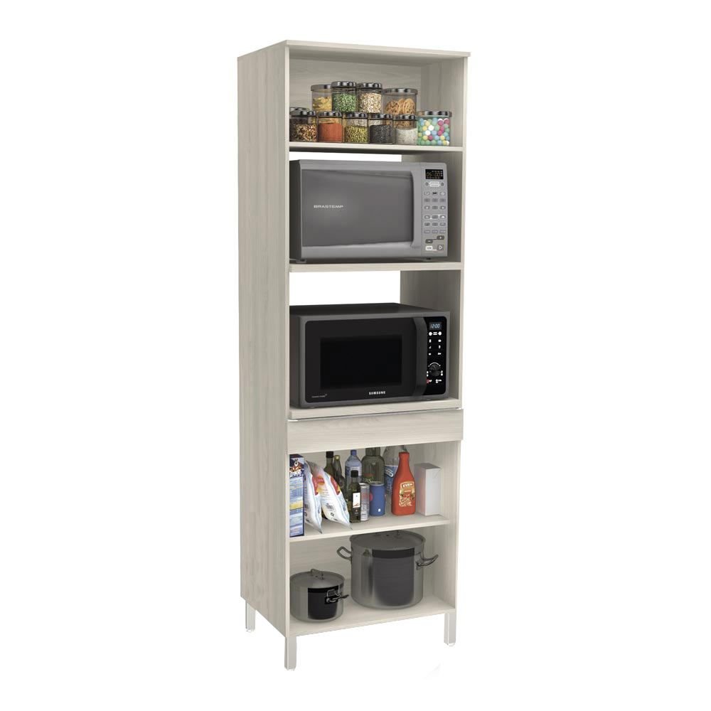 Armario Multiuso Para Forno E Micro Ondas 6148g Multimoveis Branco Brilho Madeiramadeira