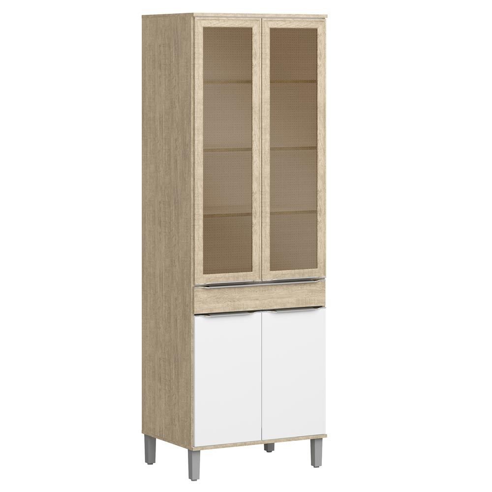 Armario De Cozinha 4 Portas Com Pes 0 70 M Cs606p Acacia Branco Decibal Moveis Colombo