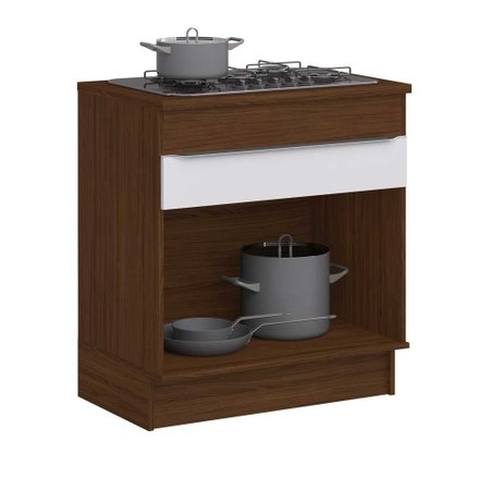 Armario De Cozinha 2 Portas Para Cooktop Com Rodapes Cs601r Cacau Branco Decibal Moveis Colombo
