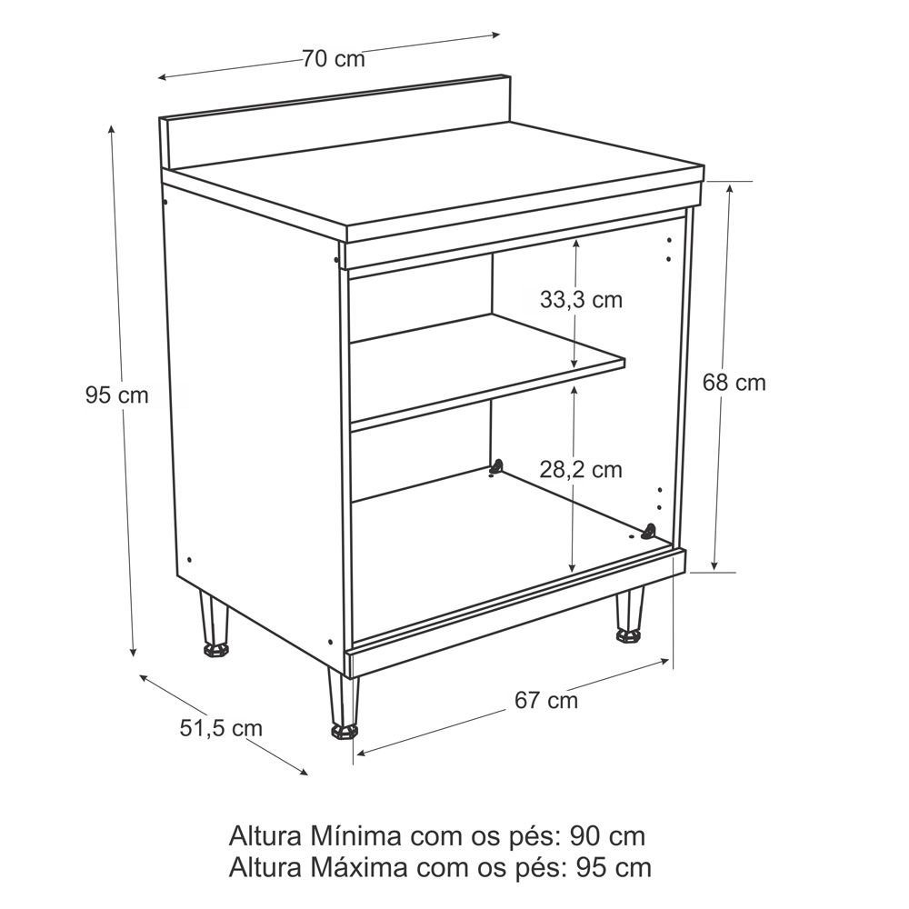 Armario De Cozinha 70 Cm 5122 Com Tampo Cx Argila Fosco Fr Branco Multimoveis Colombo