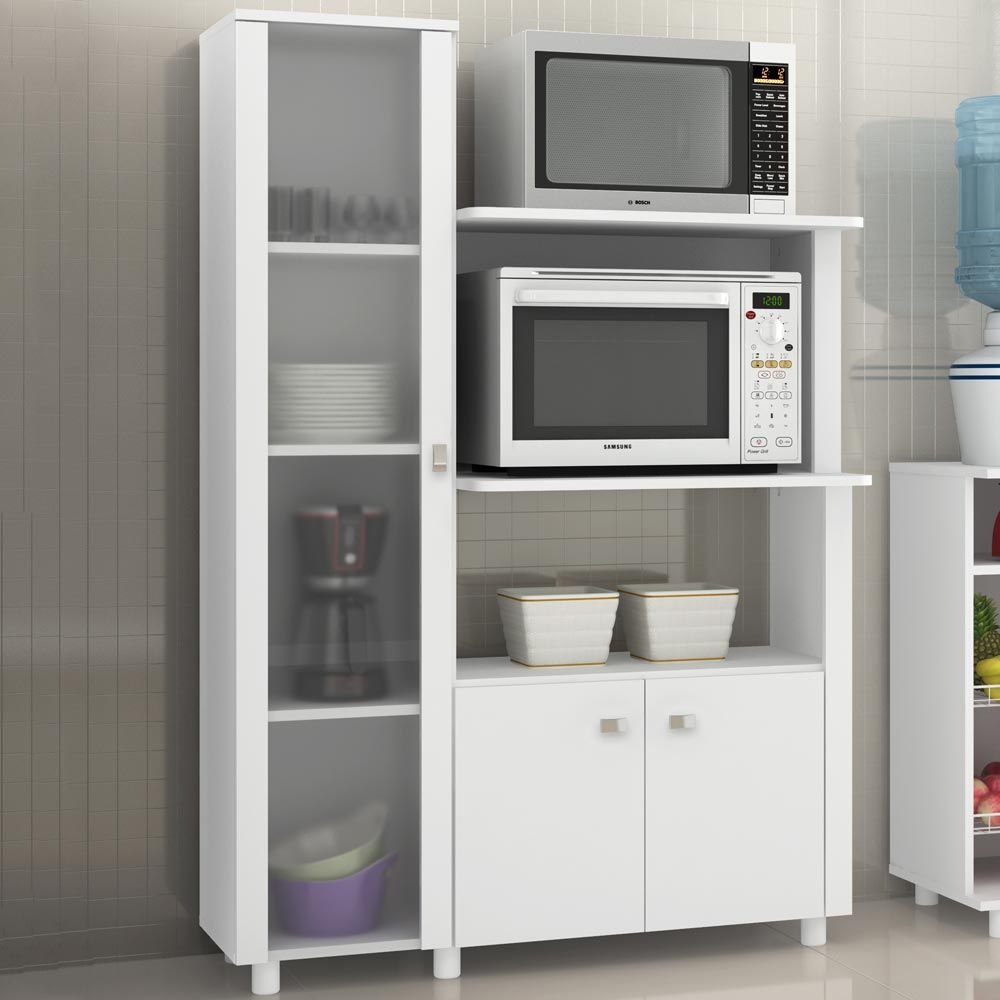Armario De Cozinha Com Cristaleira 2 Portas Bl3304 Branco Tecno Mobili Colombo