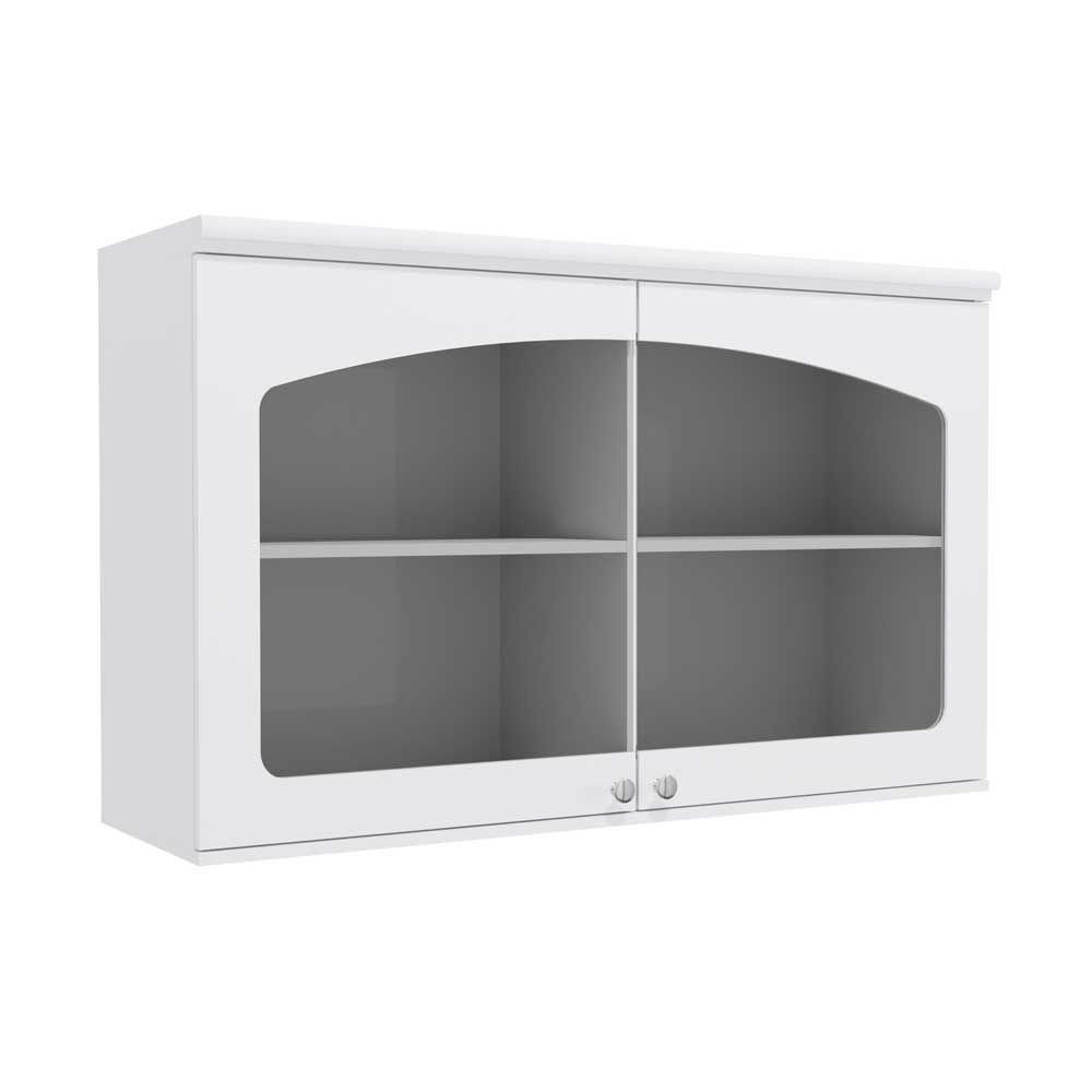 Armario Aereo Cozinha 2 Portas Com Vidro 12mm G627 Branco Kappesberg Colombo
