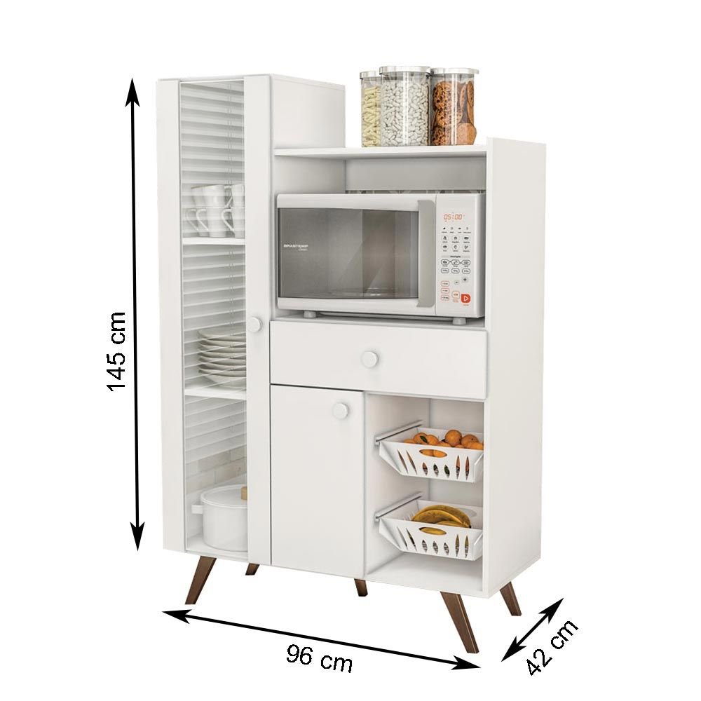 Armario De Cozinha Multiuso 2 Portas 1 Gaveta Rt 3059 Branco Movel Bento Colombo