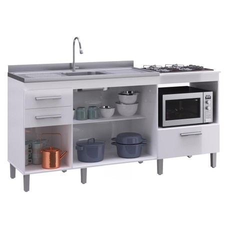 Balcao De Cozinha Para Pia Sem Tampo 2 Portas Para Forno E Cooktop Bm02 Branco Decibal Moveis Colombo