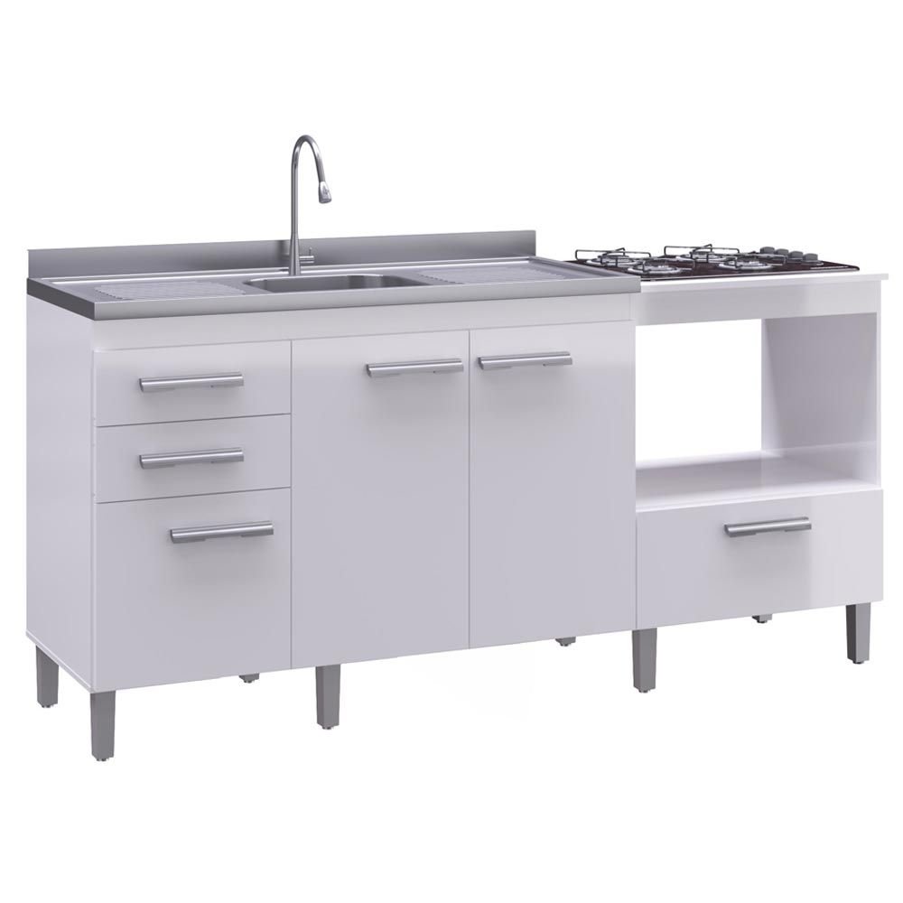 Balcao De Cozinha Para Pia Sem Tampo 2 Portas Para Forno E Cooktop Bm02 Branco Decibal Moveis Colombo