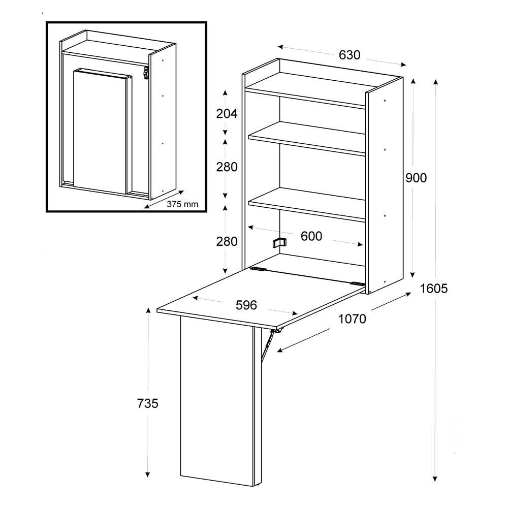 Armario Multiuso Mesa Dobravel De Parede Branco Premium Multimoveis Colombo