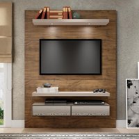Painel Para Tv Até 55 Polegadas Tb106e 100% Mdf Nobre/fendi Com Espelho - Dalla Costa