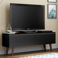 Rack Para Tv 2 Portas Com Pés Lima Preto/Rustic - Madesa