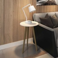 Mesa De Canto Redonda Brilhante 2075262 Off White - Bechara Móveis