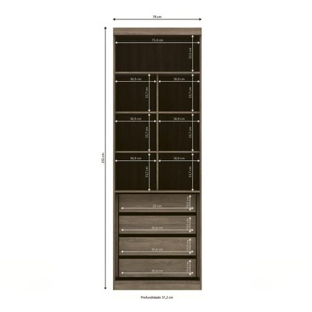 Guarda Roupa Solteiro 2 Portas 4 Gavetas A533 Nogal Kappesberg Colombo