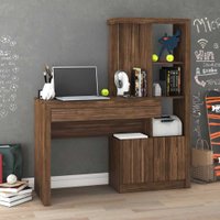 Mesa Para Computador 2 Portas 1 Gaveta 2 Prateleiras Me4143 Nogal - Tecno Mobili