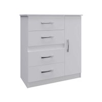 Cômoda 1 Porta 4 Gavetas Caribe Branco - Doripel