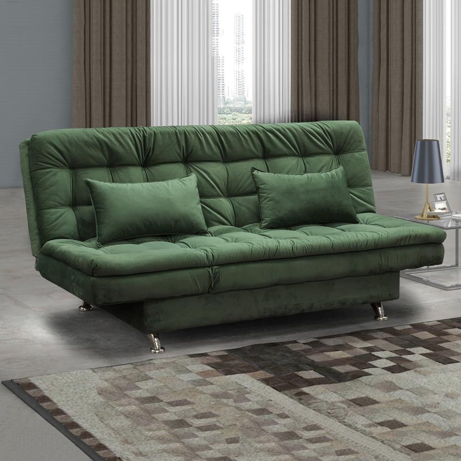 Sofá Cama 3 Lugares Maria 00513.0423 Verde/veludo Matrix Colombo