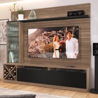 Estante Para Tv Até 50" 2 Portas 2021 Mn/ptx Montana/preto - Quiditá Móveis
