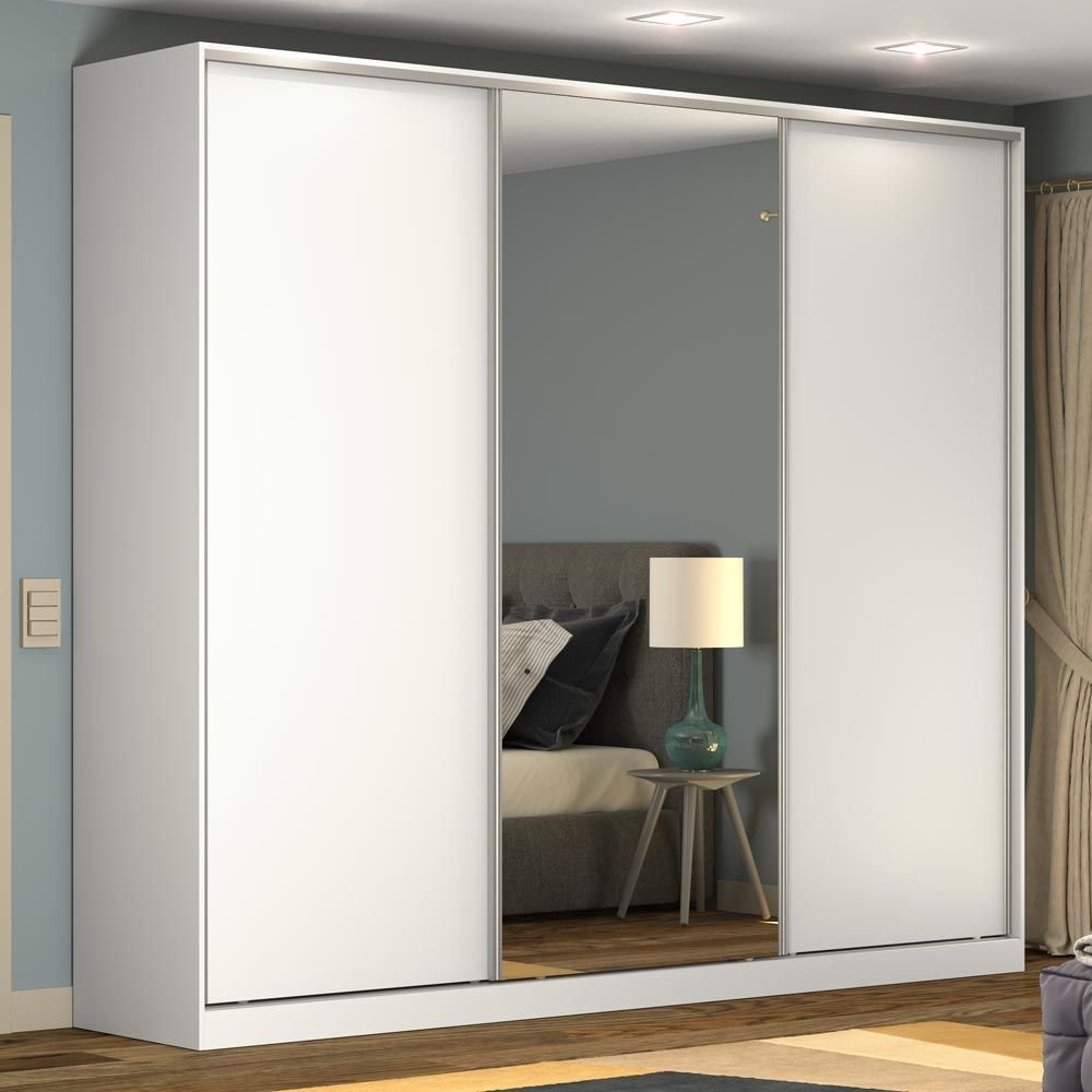 Guarda Roupa Casal 3 Portas Correr 1 Espelho Rc3002 Branco Nova Mobile Colombo