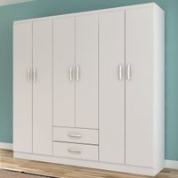 Guarda-roupa Casal 6 Portas 2 Gavetas Atalaia At621 Branco - Evidência Móveis