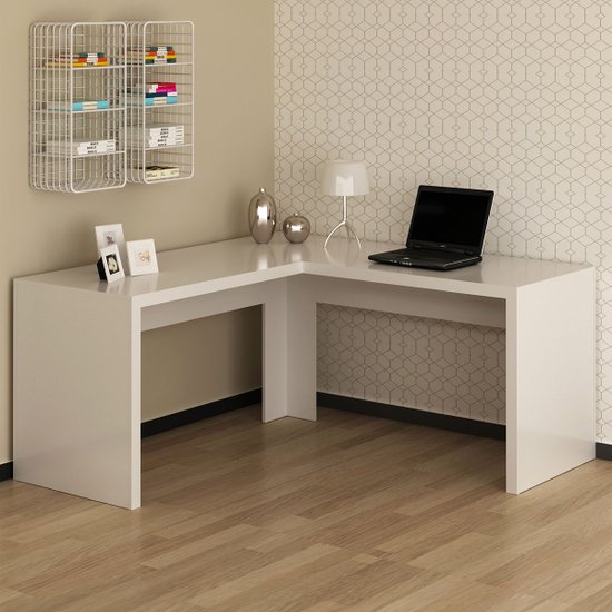 Mesa Para Escritório Angular Em Mdp Tecnomobili Branco