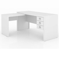 Mesa Escritório De Canto Reversível Com 3 Gavetas Tecnomobili Branco