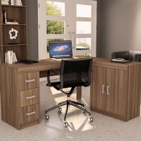 Mesa Para Escritório Espanha 2 Portas 3 Gavetas Castanho - Politorno