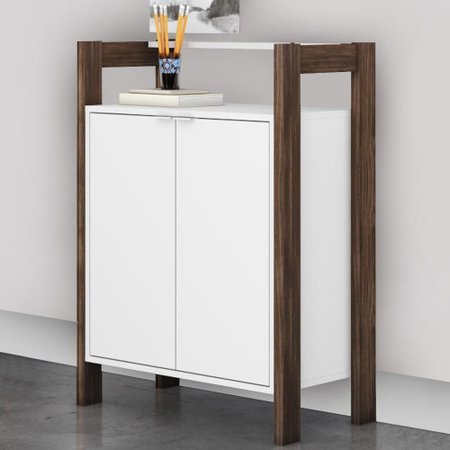 Armario Para Escritorio Baixo 2 Portas 65 Cm Az1008 Branco Nogal Tecno Mobili Colombo