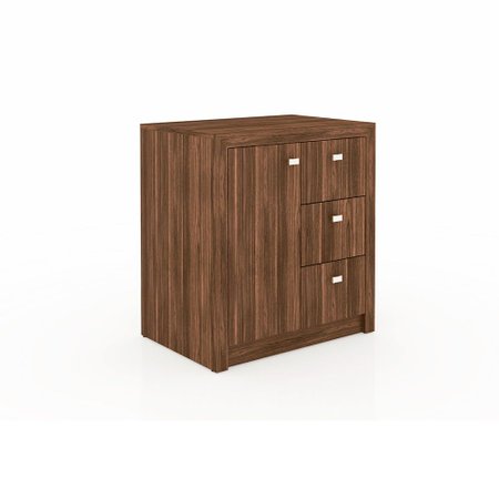 Armario Para Escritorio Baixo 3 Gavetas 1 Porta Me4111 Nogal Tecno Mobili Colombo