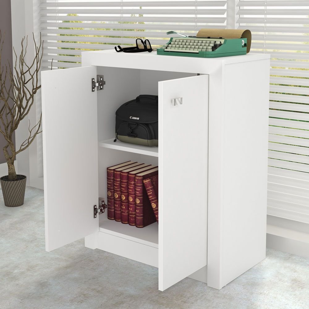 Armario Para Escritorio Baixo 2 Portas Me4103 Branco Tecno Mobili Colombo