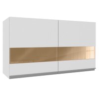Armário De Cozinha Aéreo 100% MDF 120 cm Vidro Reflex Portas Branco Brilho Acordes Madesa