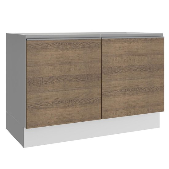 Balcão Gabinete de Pia Armário de Cozinha 100% MDF 120 cm 2 Portas Branco/Rustic Acordes Madesa