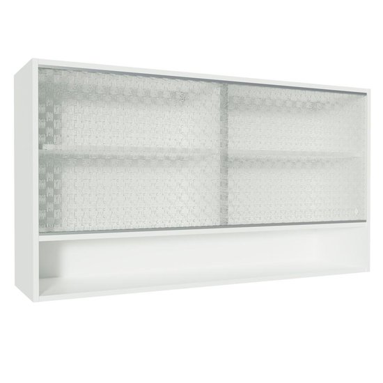 Armário de Cozinha Aéreo 2 Portas de Correr de Vidro e 1 Nicho Rustic Glamy Madesa