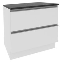 Balcão Armário de Cozinha 100% MDF 80 cm 2 Gavetas Frentes Branco Brilhante Acordes Madesa