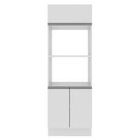 Torre Quente Armário de Cozinha Para 2 Fornos 100% MDF Portas Branco Brilho Acordes Madesa