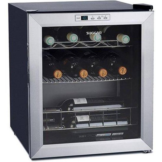 Adega Suggar Lyon Digital 13 Garrafas Preta e Inox