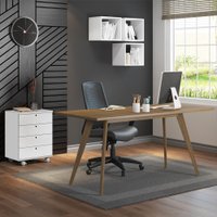 Mesa Madesa Retangular para Escritório com Tampo de Madeira 5319