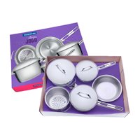 Jogo de Panelas Tramontina 5 Peças Allegra em Aço Inox com Fundo Triplo e Tampas de Inox