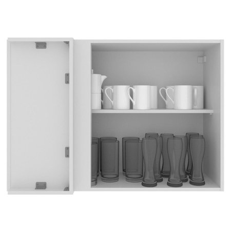 Armario Aereo De Canto Madesa Acordes Glamy 100 Mdf 1 Porta Branco Colombo