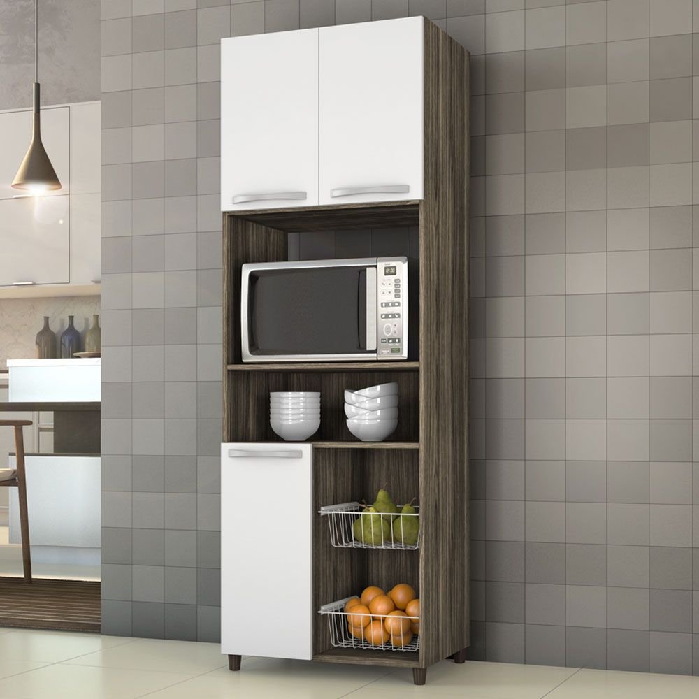 Armário De Cozinha Para Forno Com Fruteira 3 Portas Chocolate/branco