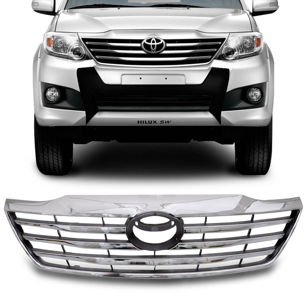 Grade Dianteira Hilux Sw4 2012 2013 2014 2015 Cinza Cromado Colombo